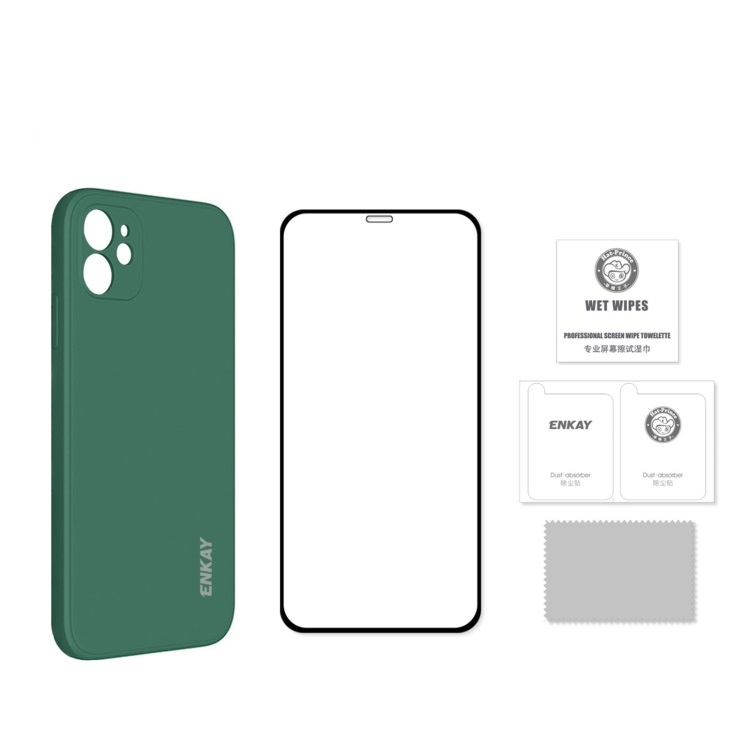 ENKAY borító + 3D üveg Apple iPhone 12 sötétkék termék 2. képe