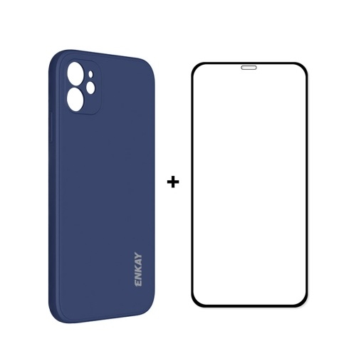 ENKAY borító + 3D üveg Apple iPhone 12 sötétkék akciós termékkép 1
