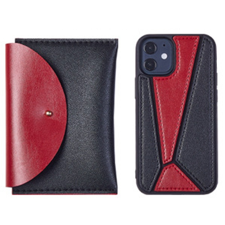 LEATHER KÉSZLET Borító + tok Apple iPhone 12 12 Pro fekete-piros termék 2. képe