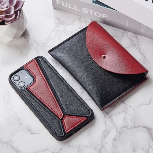 LEATHER KÉSZLET Borító + tok Apple iPhone 12 12 Pro fekete-piros akciós termékkép 1