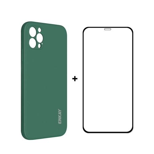 ENKAY borító + 3D üveg Apple iPhone 12 Pro Max sötétzöld akciós termékkép 1