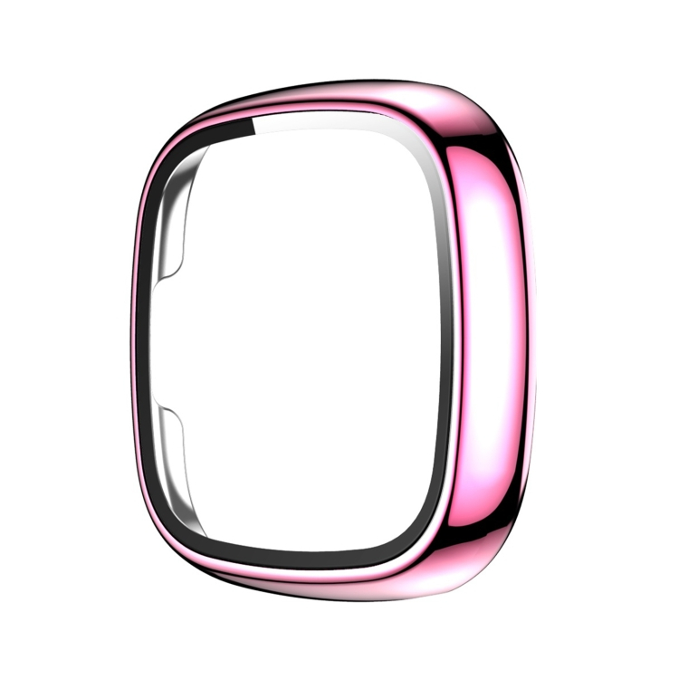 Műanyag borítás védőüveggel Fitbit Versa 3 / Fitbit Sense rózsaszínhez akciós termékkép 1