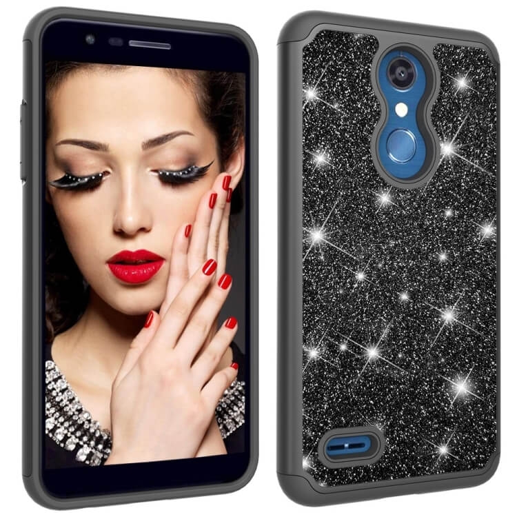 Glitter Powder Ochranný Gumi Obal LG K30 čierny akciós termékkép 1