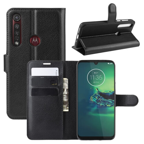 LITCHI Peňaženkové puzdro Motorola Moto G8 Plus čierne akciós termékkép 1