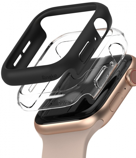 RINGKE SLIM 2x védőtok Apple Watch 6 / SE / 5/4 44mm átlátszó és fekete akciós termékkép 1
