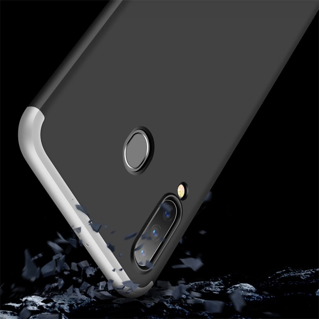 360° védőtok Samsung Galaxy A30 fekete-ezüst termék 2. képe