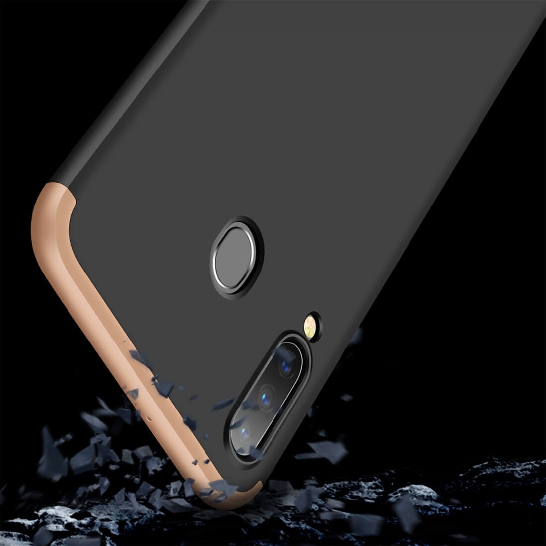 360° Samsung Galaxy A30 védőtok fekete-arany termék 2. képe