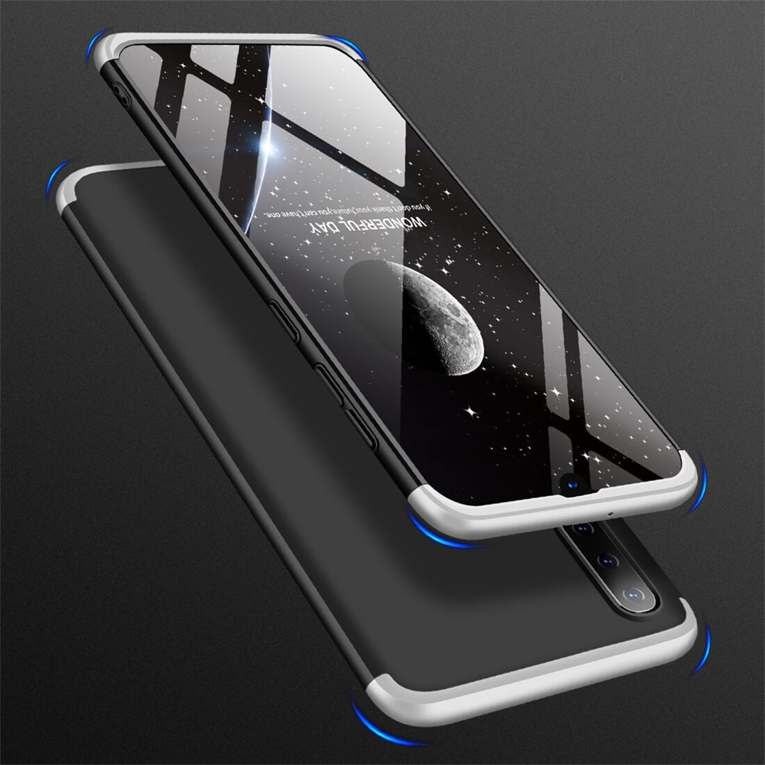 360° Samsung Galaxy A50 védőburkolat fekete-ezüst akciós termékkép 1