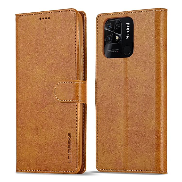 IMEEKE Wallet huzat Xiaomi Redmi 10C világosbarna akciós termékkép 1