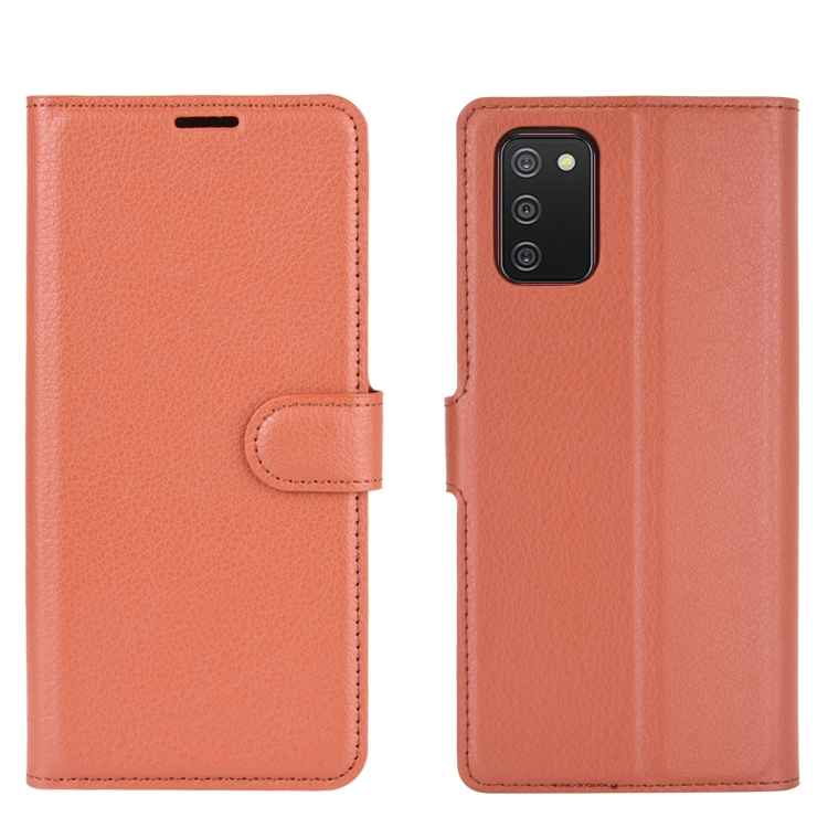 LITCHI Wallet fedél Samsung Galaxy A02s barna akciós termékkép 1