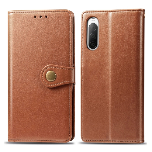LEATHER BUCKLE Pénztárca tok Sony Xperia 10 II barna akciós termékkép 1