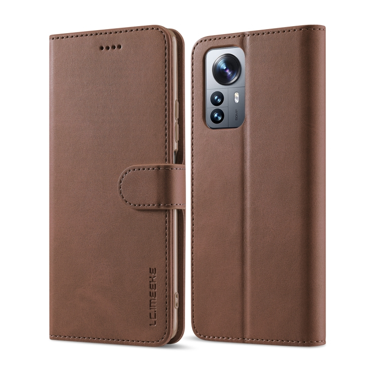 IMEEKE Wallet tok Xiaomi 12 Pro készülékhez sötétbarna akciós termékkép 1
