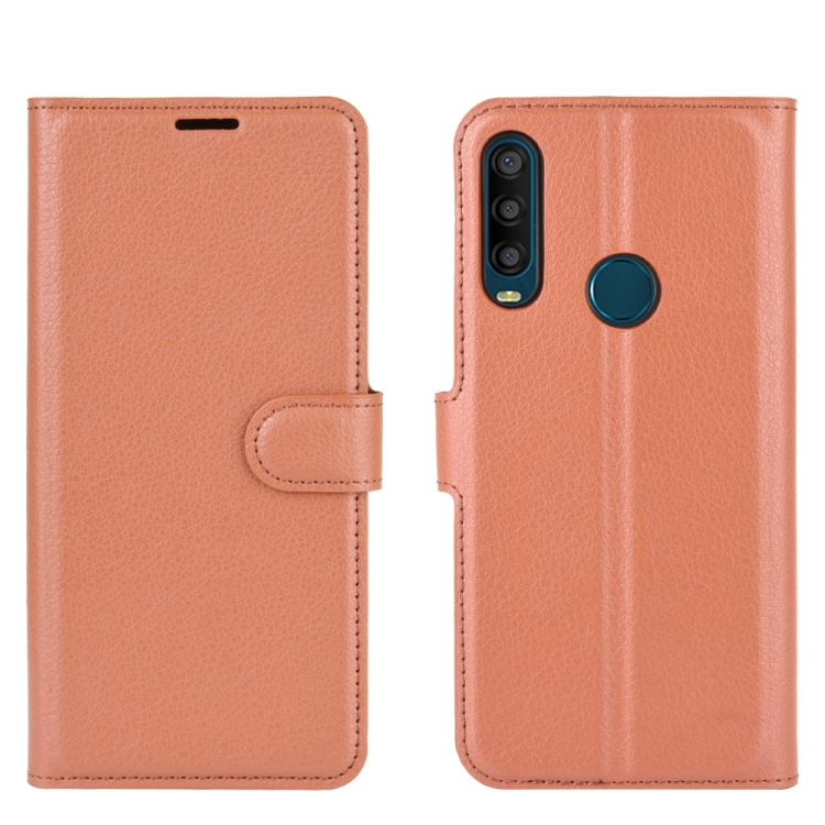 LITCHI Wallet fedél Alcatel 1SE (2020), barna akciós termékkép 1