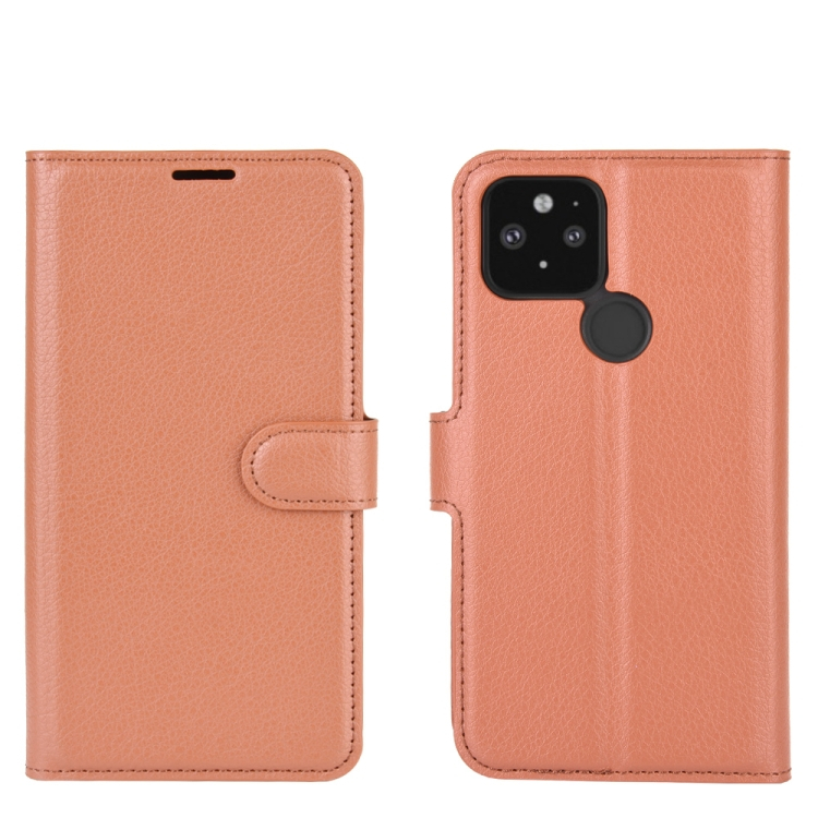 LITCHI Wallet borító Google Pixel 4a 5G barna akciós termékkép 1