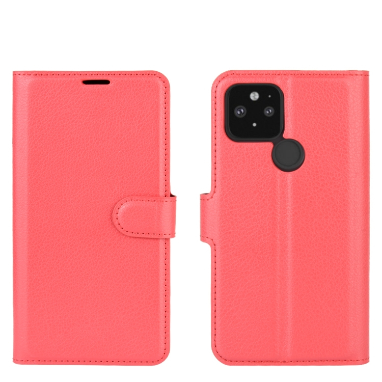 LITCHI Wallet borító Google Pixel 4a 5G piros akciós termékkép 1