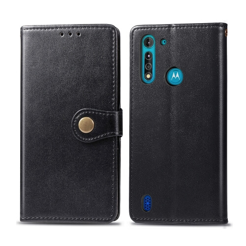 LEATHER BUCKLE Pénztárca Motorola Moto G8 Power Lite fekete akciós termékkép 1