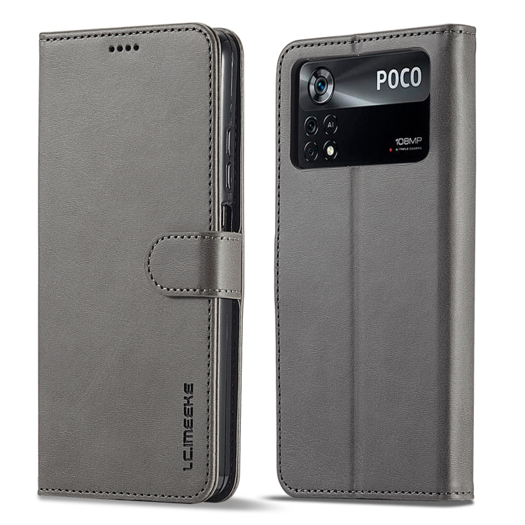 IMEEKE Wallet tok Xiaomi Poco X4 Pro 5G szürke akciós termékkép 1