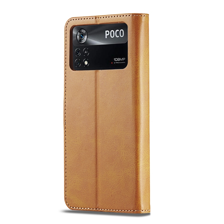 IMEEKE Wallet tok Xiaomi Poco X4 Pro 5G világosbarna termék 2. képe