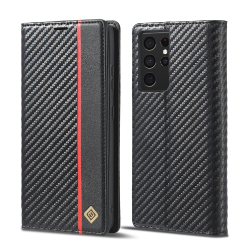 IMEEKE CARBON Wallet tok Samsung Galaxy S21 Ultra 5G fekete akciós termékkép 1