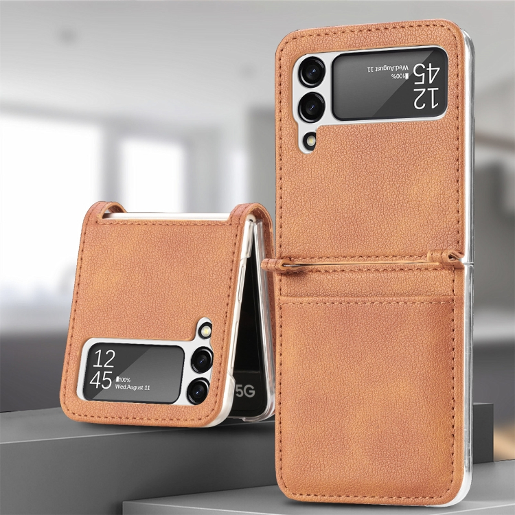 LITCHI Védőburkolat Samsung Galaxy Z Flip 3 5G barna termék 2. képe