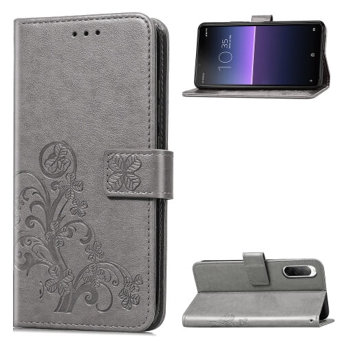 ART Pénztárca borító Sony Xperia 10 II FLOWERS Szürke akciós termékkép 1