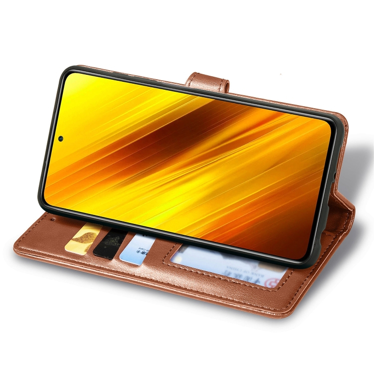 LEATHER BUCKLE Pénztárca Xiaomi Poco X3 NFC / X3 Pro barna termék 2. képe