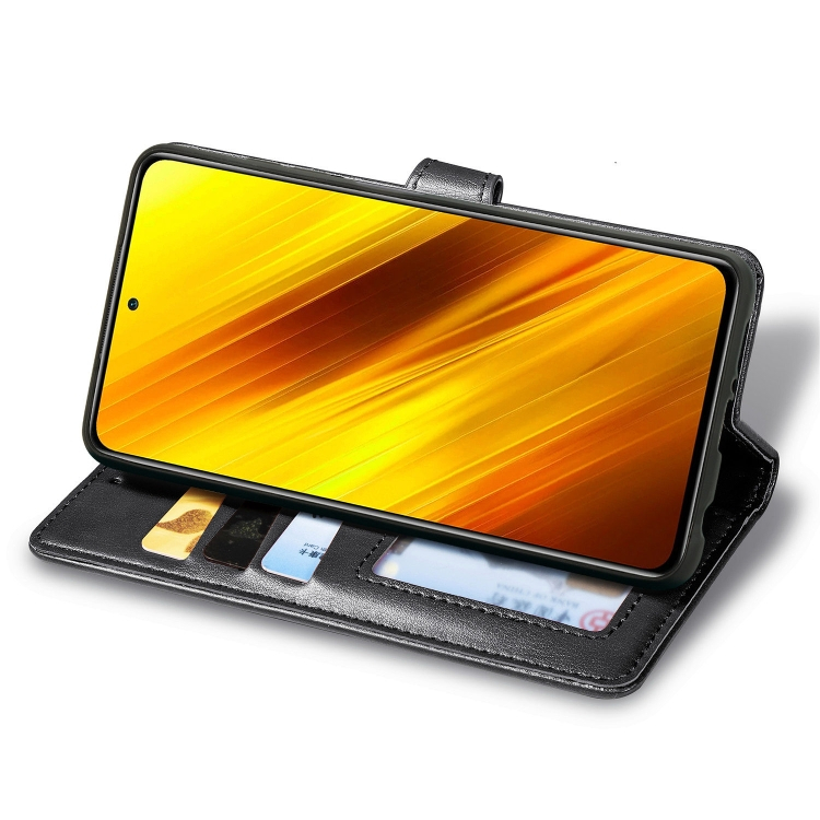 LEATHER BUCKLE Wallet Xiaomi Poco X3 NFC / X3 Pro fekete termék 2. képe