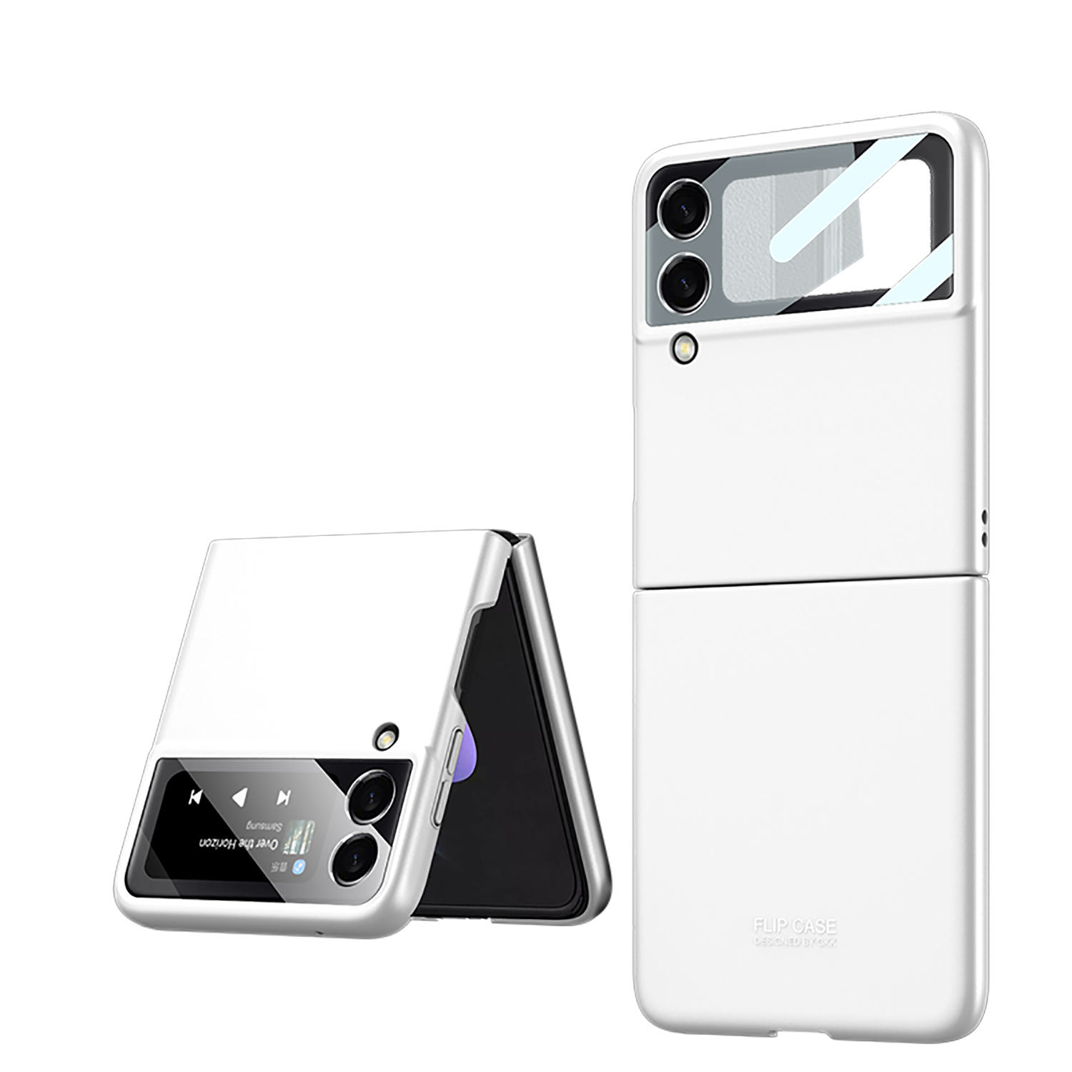 GKK Műanyag borítás üveggel Samsung Galaxy Z Flip 3 5G ezüst akciós termékkép 1