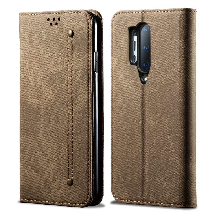 DENIM pénztárcahuzat One Plus 8 Pro készülékhez szürkésbarna akciós termékkép 1