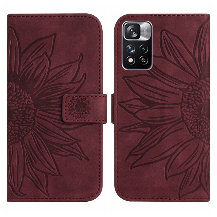 ART SUN FLOWER pénztárcahuzat Xiaomi Poco M4 Pro 5G / Redmi Note 11S 5G bordóhoz akciós termékkép 1