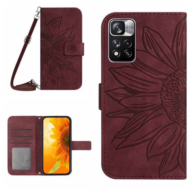 ART SUN FLOWER pénztárcahuzat Xiaomi Poco M4 Pro 5G / Redmi Note 11S 5G bordóhoz termék 2. képe