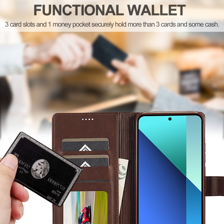 IMEEKE Wallet tok Xiaomi Redmi Note 13 Pro készülékhez sötétbarna termék 2. képe