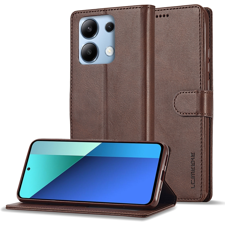 IMEEKE Wallet tok Xiaomi Redmi Note 13 sötétbarna termék 2. képe