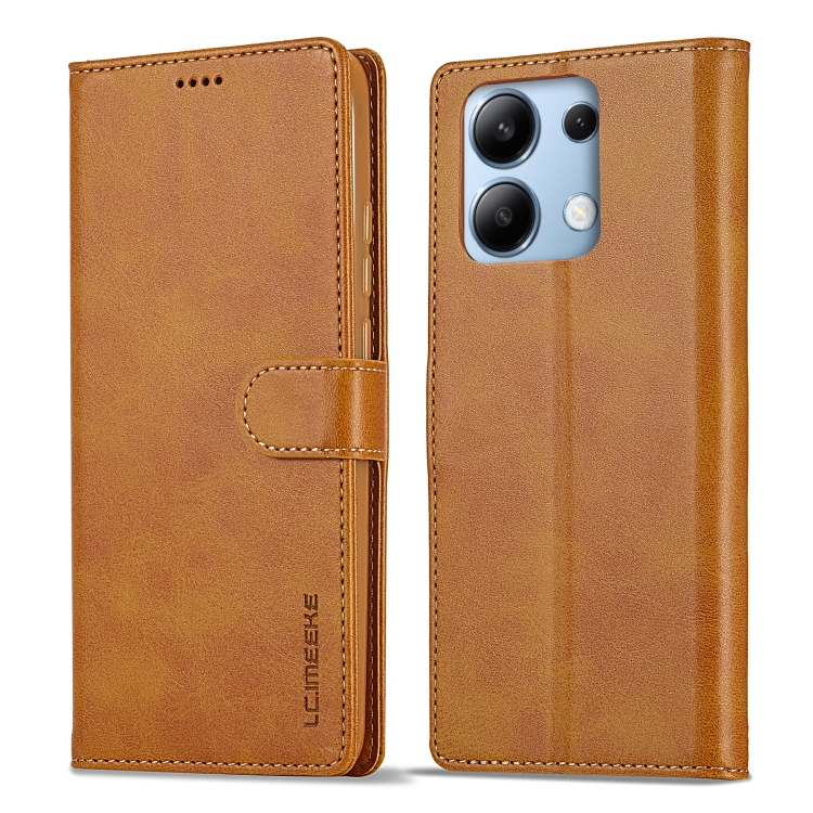 IMEEKE Wallet tok Xiaomi Redmi Note 13 világosbarna akciós termékkép 1