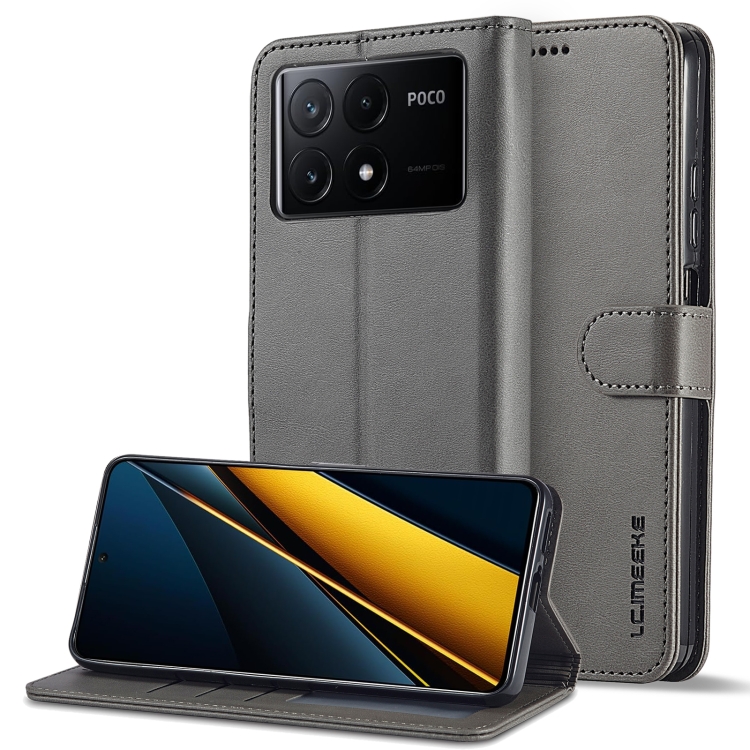 IMEEKE Wallet tok Xiaomi Poco X6 Pro 5G szürke színű termék 2. képe