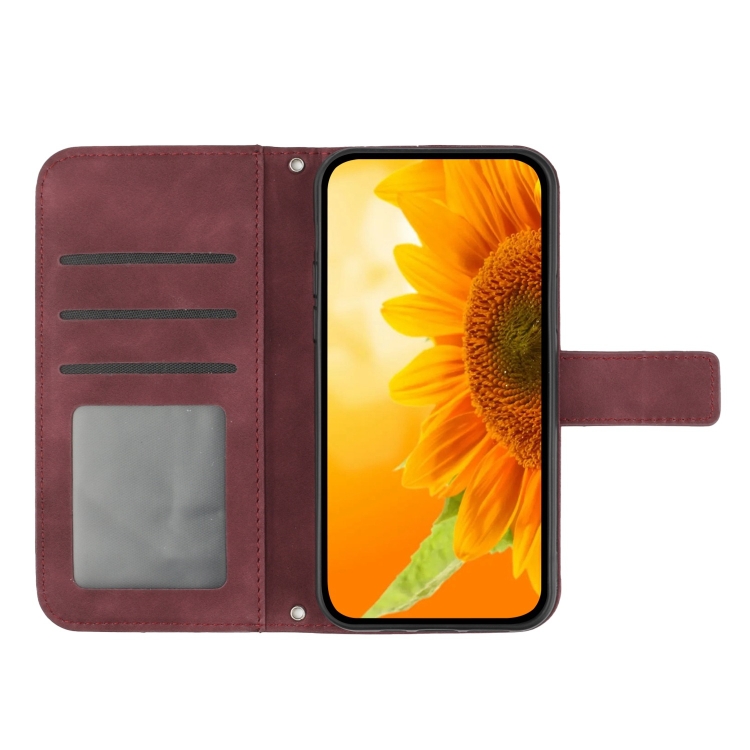 ART SUNFLOWER pénztárca tok zsinórral Realme 12 5G bordóhoz termék 2. képe