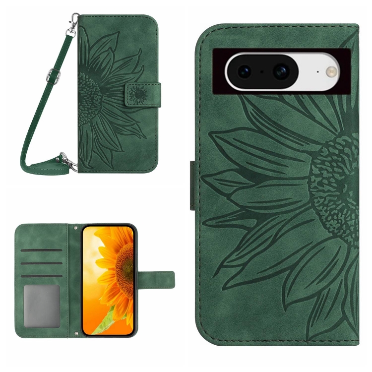 ART SUNFLOWER pénztárca tok zsinórral a Google Pixel 8a telefonhoz, zöld termék 2. képe