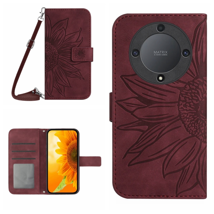 ART SUN FLOWER Honor Magic6 Lite 5G bordó pénztárcahuzat termék 2. képe