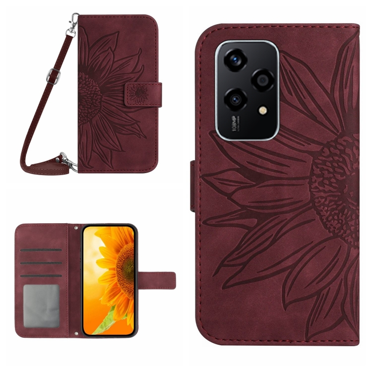 ART SUNFLOWER pénztárca tok zsinórral Honor 200 Lite bordóhoz termék 2. képe