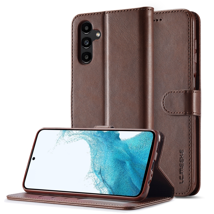 IMEEKE Wallet tok Samsung Galaxy A05s sötétbarna akciós termékkép 1