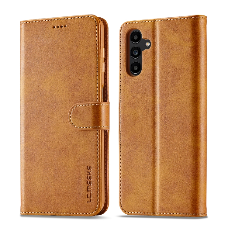 IMEEKE Wallet tok Samsung Galaxy A35 5G telefonhoz világosbarna akciós termékkép 1