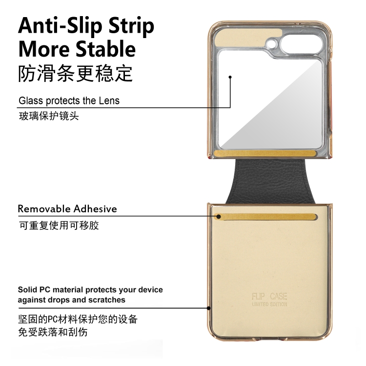 LEATHER Fedél tartóval a Samsung Galaxy Z Flip6 készülékhez 5G fekete termék 2. képe
