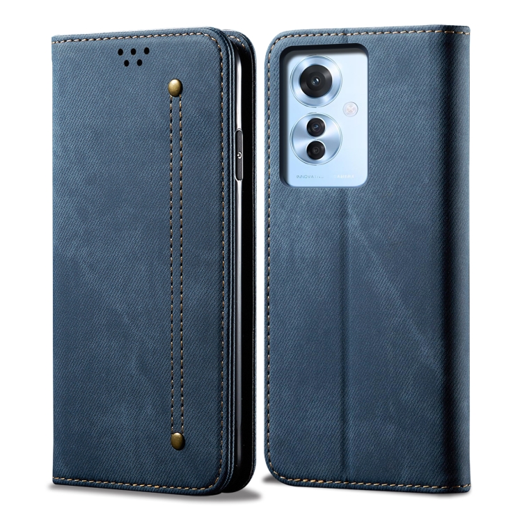 DENIM Pénztárcahuzat Oppo Reno11 F-hez 5G kék akciós termékkép 1