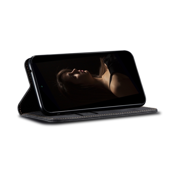 DENIM Pénztárcahuzat Oppo Reno11 F 5G-hoz fekete termék 2. képe