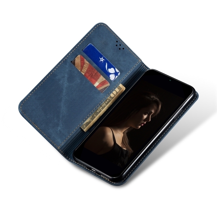 DENIM Pénztárcahuzat Oppo Reno12 FS-hez 5G kék termék 2. képe