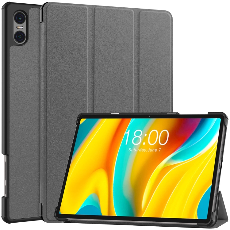 LEATHER Flip borítás Teclast T50 Pro szürke akciós termékkép 1