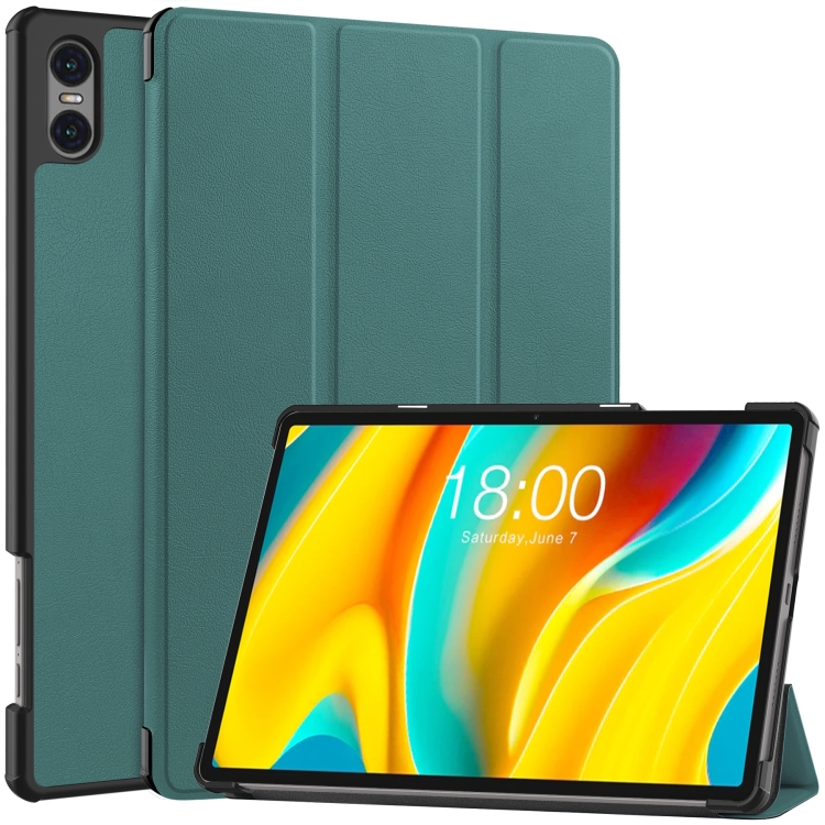 LEATHER Flip borító Teclast T50 Pro zöld akciós termékkép 1