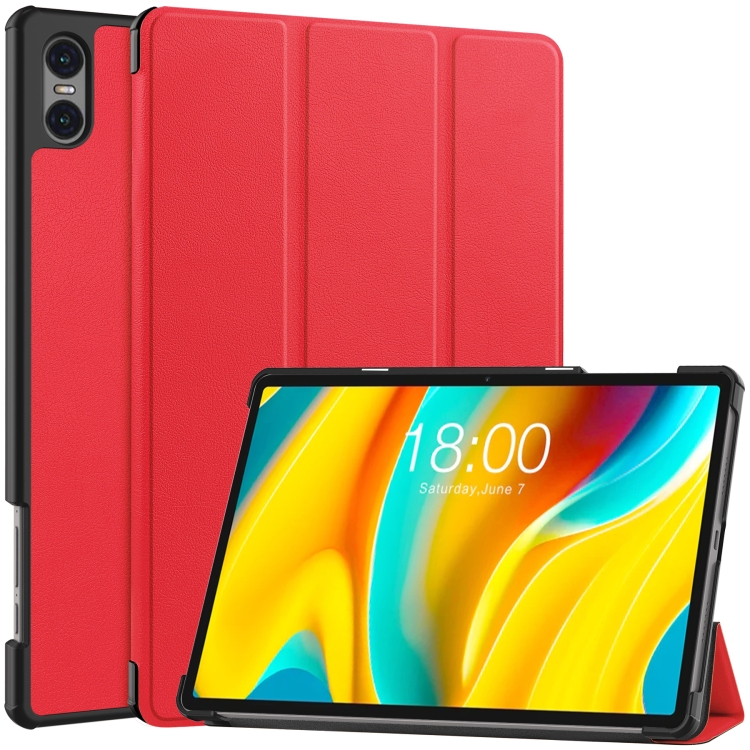 LEATHER Flip borítás Teclast T50 Pro piros akciós termékkép 1
