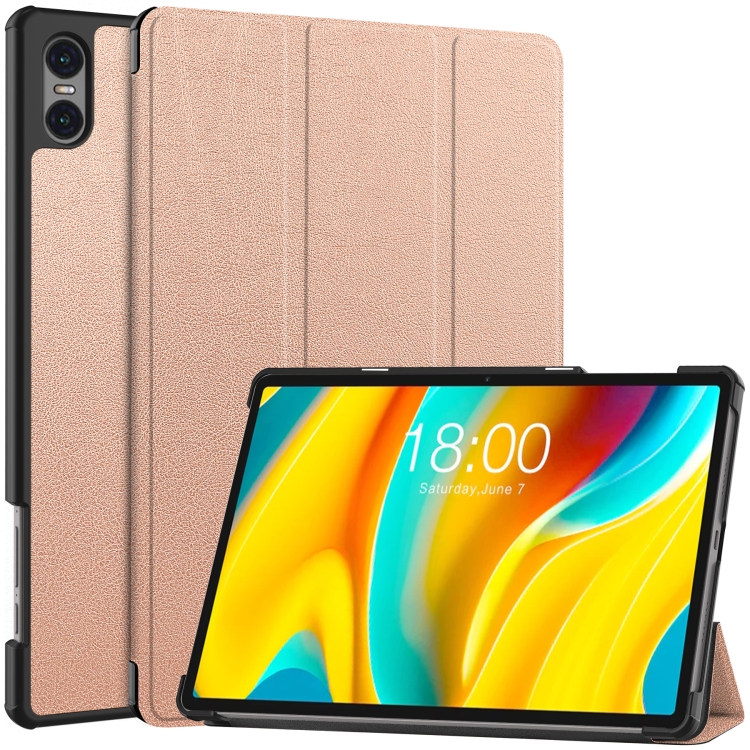 LEATHER Flip borítás Teclast T50 Pro rose gold-hoz akciós termékkép 1