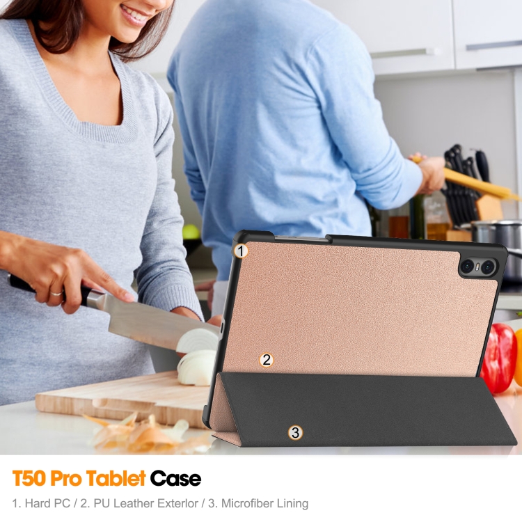 LEATHER Flip borítás Teclast T50 Pro rose gold-hoz termék 2. képe
